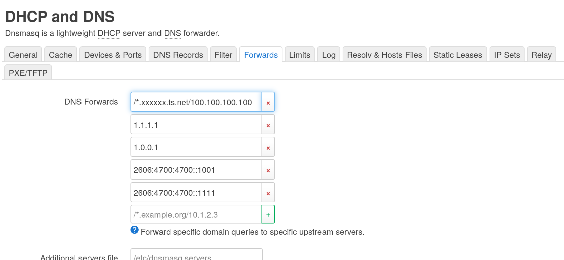 Setting DNS Forwards